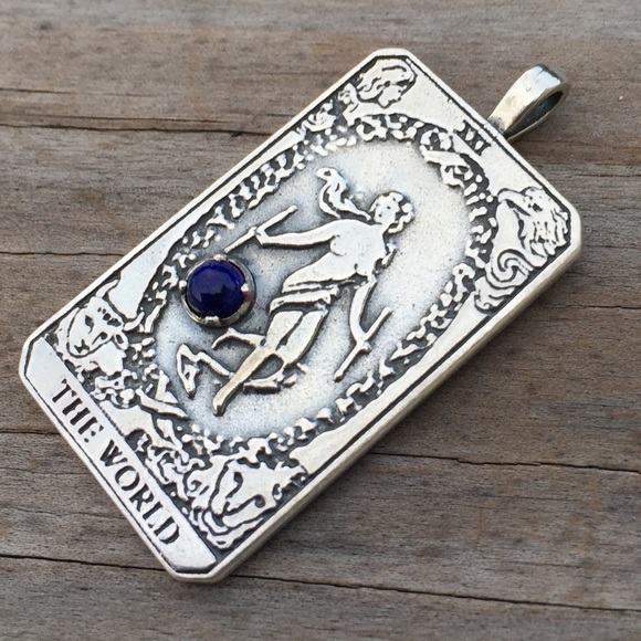 World Tarot Pendant Sterling Silver Lapis Lazuli - Picture 3 of 8